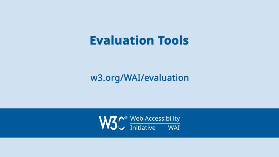 Vorschau des W3C-Videos Evaluation Tools