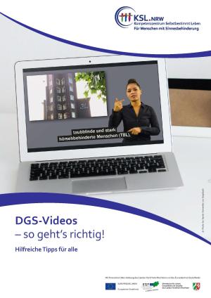 Vorschau des Deckblatts der KSL-NRW-Publikation DGS-Videos – so geht's richtig. Hilfreiche Tipps für alle!