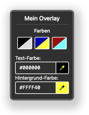 Mein Overlay - Dialog Text- und Hintergrundfarbe einstellen