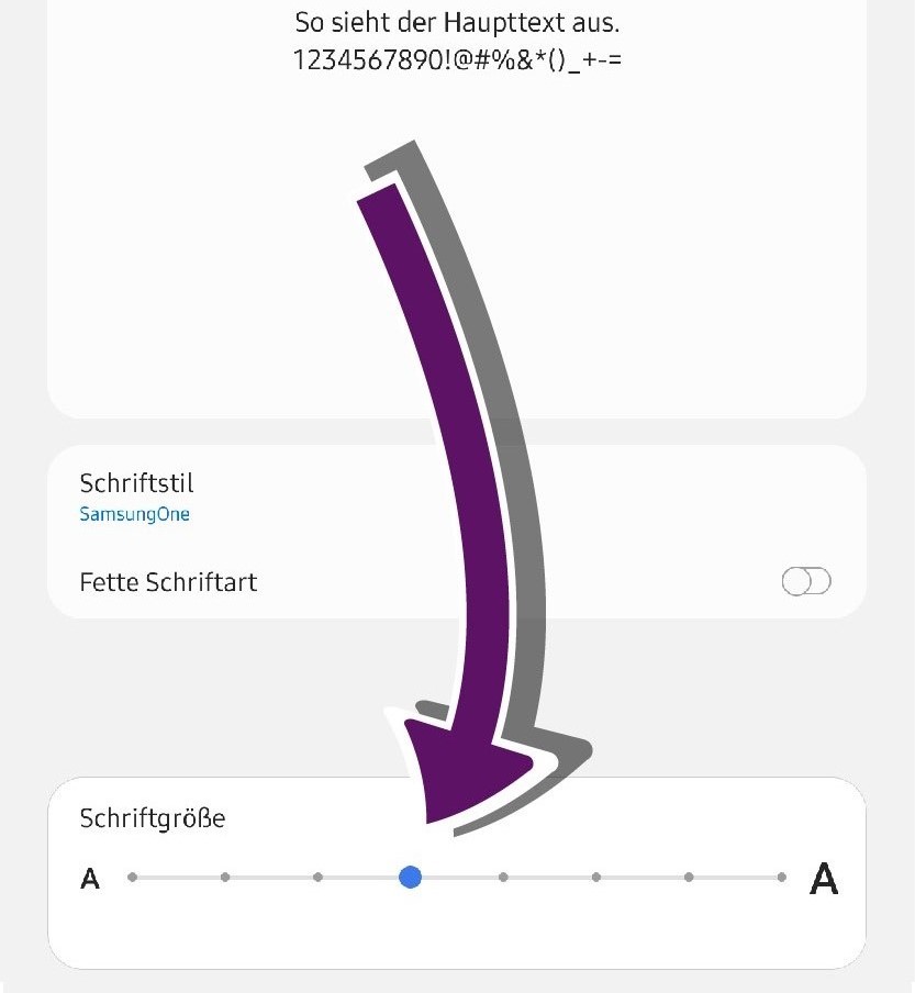 Bildschirmausschnitt der Android-Eingabehilfen zu Schriftgröße und -stil