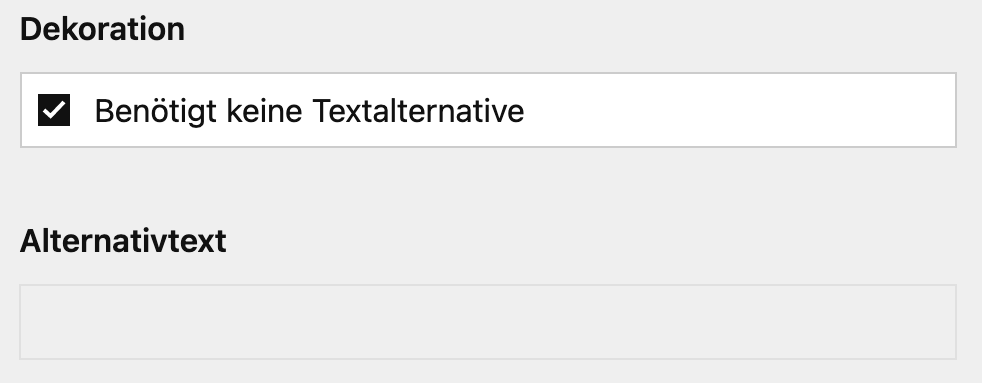 Beispiel: Eingabedialog aktive Auswahl „Benötigt keine Textaltzernative“, das Textfeld für die Alternative ist leer